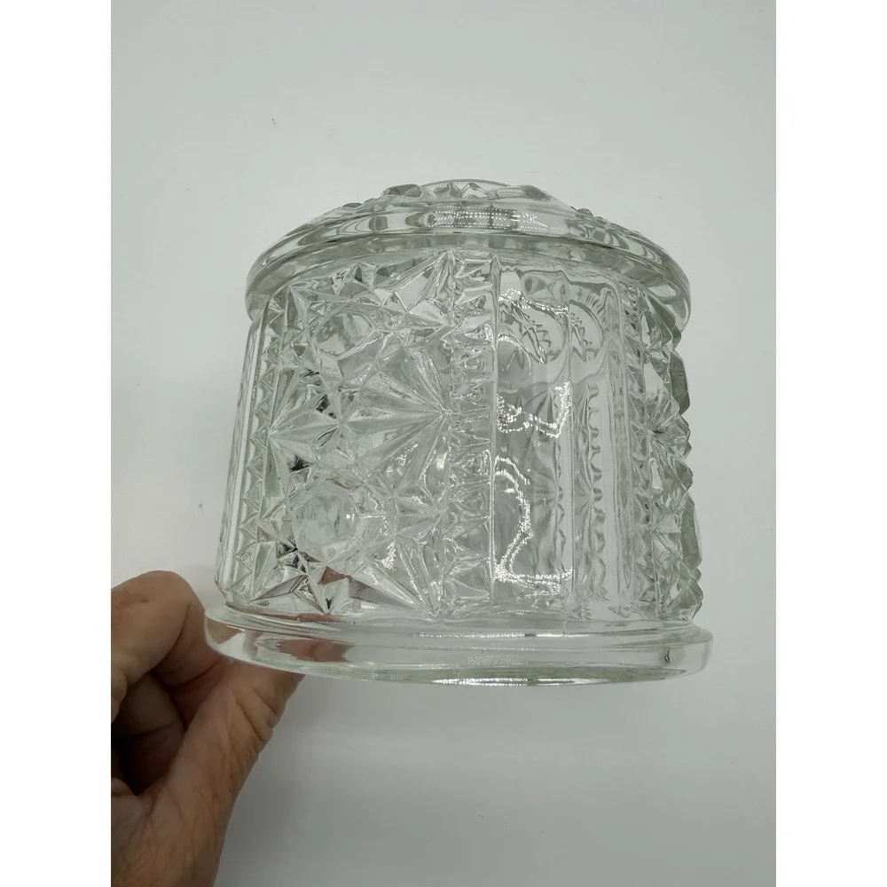 VTG Indiana Glass Stars And Bars Fairy Lamp Shade Only Clear